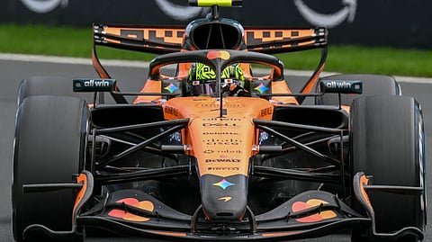 LANDO Norris steers his McLaren through the Australian Grand Prix at Albert Park.