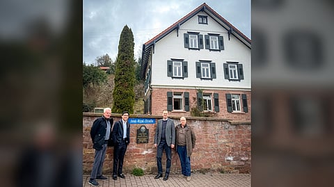 BATANGAS 1st District Rep. Leandro Leviste (second from left) stands before the German house in Wilhelmsfeld linked to Jose Rizal after acquiring the historic property for an undisclosed amount — perhaps because some legacies are beyond price. With him (from left) are Dr. Franz Hack Ullmer, Mayor Dr. Tobias Dangel and Herbert Ehses of the Knights of Rizal.