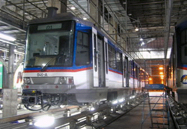 METRO Rail Transit-Line 3 train undergoing maintenance.