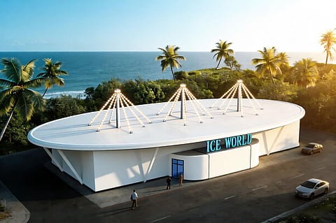 ARTIST’s rendering of the Ice World indoor attraction set to rise at the Montemaria International Pilgrimage and Conference Center in Batangas. The 2,000-square-meter facility, developed by AbaCore Capital Holdings Inc., is designed to accommodate up to 300 guests and will feature ice-themed activities and attractions for visitors.