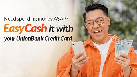 PROMOTIONAL image for EasyCash, a financing program of Union Bank of the Philippines that allows credit card holders to convert a portion of their available credit limit into installment-based cash loans through the UnionBank Online app.