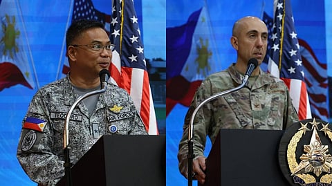 BRIGADIER General Paulo Teodoro, PAF, Assistant Deputy Chief of Staff for Plans, and Colonel Andrew Dubois, USAF, Chief of the South/Southeast Asia Policy Division, deliver their messages during the Mutual Defense Board–Security Engagement Board Standing Committees’ Meeting.