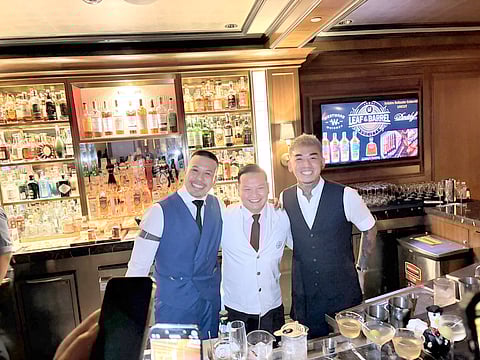 THE BKK Boys take over BRB, bringing Bangkok’s signature cocktail craftsmanship to Manila. From left: Niks Anuman, Dicky Hartono and Ryan de la Vega.