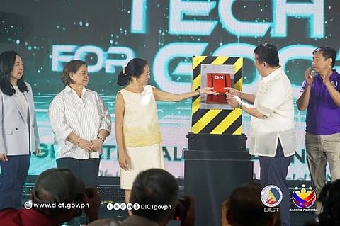 First Lady Louise Araneta-Marcos, DICT Secretary Henry Aguda, Converge CEO Dennis Anthony Uy, NTC Commissioner Atty. Ella Blanca Lopez, and local government officials led the launching ceremony of the National Digital Infrastructure in Angeles City, Pampanga on March 20, 2026.