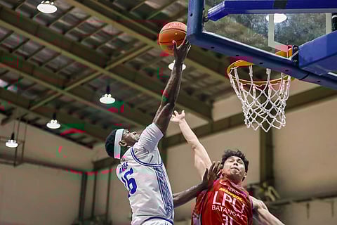 KINGSLEY Anaba supplies the offensive muscles to lift PCU-D to an 84-80 win over LPU-B in the PGFlex-UCAL basketball tournament on Monday.