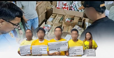 PRO3 seizes ₱1.9M worth of fake cigarettes, contraband in Bulacan operations on 26 March. Five suspects were arrested and face charges for violating tax and intellectual property laws.