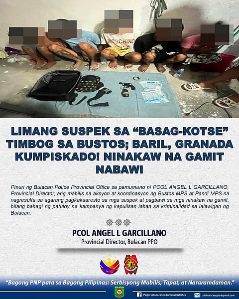 Five members of "Basag kotse" Gang arrested in Bustos