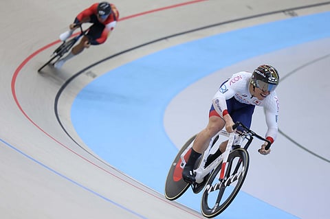 JAPANESE Kaiya Ota smiles his way to victory over China’s Li Zhiwei in the elite men sprint final of the Asian Track Cycling Championships.