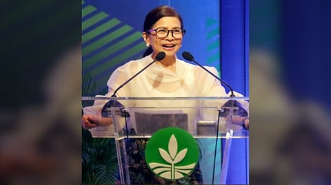 DARLENE Marie Berberabe delivers her keynote address during the Gender and Development Forum, emphasizing inclusive leadership and expanded access to opportunities for women.