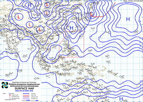 Surface map of PAGASA as of 02 April 2026, illustrating the ridge of a high-pressure area affecting Luzon.
