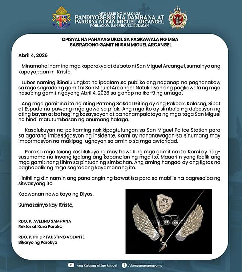 Two Bulacan chapels hit by thieves during Black Saturday