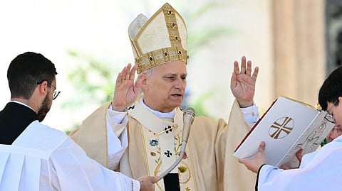 POPE Leo XIV presides over the Easter vigil as part of the Holy Week celebrations, at St. Peter’s basilica in the Vatican on 4 April 2026.