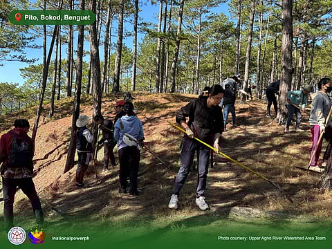 MEMBERS of the NPC Upper Agno River Watershed Area Team, together with local volunteers, clear grass, shrubs and other combustible materials in the forest of Pakak, Pito, Bokod, Benguet to prevent fire on 3 March 2026.