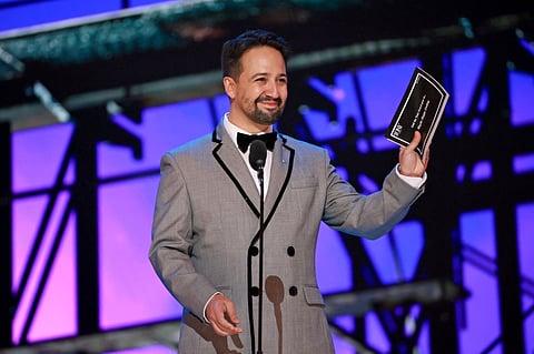 LIN Manuel-Miranda on stage at the 78th Tony Awards.
