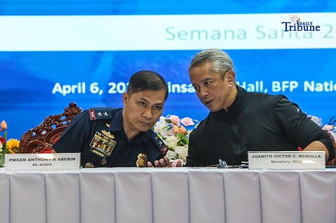 DILG Secretary Jonvic Remula headed a press conference along with PNP Chief Jose Melencio Nartatez, NCRPO Regional Director Anthony Aberin