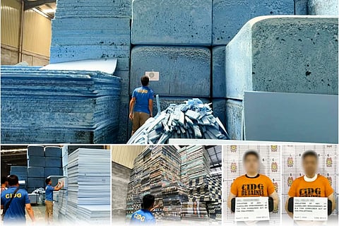 Two Chinese nationals were arrested while P5,051,130.00-worth of illegal foam and mattresses at Brgy. Sta. Maria in the town of Minalin, Pampanga on April 7, 2026.