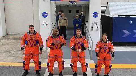 ARTEMIS II crew members Jeremy Hansen, Victor Glover, Reid Wiseman and Christina Koch.