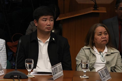 Former Department of Public Works and Highways Assistant District Engineer Brice Hernandez and state witness Sally Santos (from left to right)
