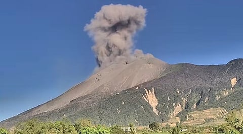 Screengrab from footage released by the Philippine Institute of Volcanology and Seismology of an ash emission at Mount Kanlaon in Negros Oriental this Thursday.