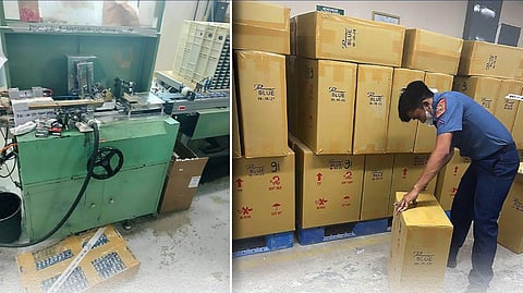 OPERATIVES of the Philippine National Police dismantle a large-scale illegal cigarette manufacturing operation in Lapu-Lapu City, Cebu, arresting several suspects, including foreign nationals, and seizing more than P1.1 billion worth of counterfeit tobacco products and equipment.