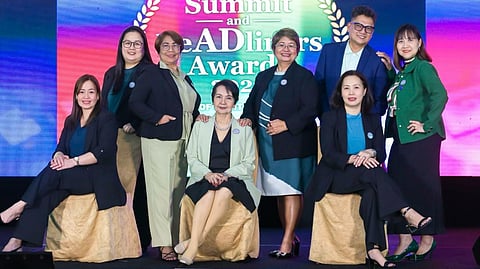 UPMG officials lead the Print Summit and HeAdliners Awards 2025: (from left) Jeanette Dominguez, Secretary; Eve Bacani, CRB head; Edna Abong, director; Vivienne Motomal, president; Sherly Baula, treasurer; Aldwin Tolosa, P.R.O.; Carol Agabin, director; and Roda Zabat, Auditor.