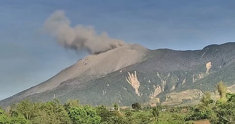 Screengrab from time-lapse footage of Mount Kanlaon's ash emission this Monday.