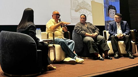 DIREK Jose Javier Reyes (second from left), Audrey Cruz (third from left) and Digs Dimagiba (fourth from left) exchange insights from the ‘Moneygurado’ docuseries, deepening discussions on financial mindfulness and resilience amid uncertainty.