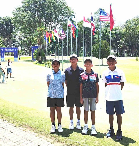THE Philippines-Brittannika team is all set to take on the 13-18 division of the JGFP World Team Championships at Apo Golf and Country Club. From left: Brittany Tamayo, Travis Cadungog, Laurence Saban (9–12), and Jared Saban. Not in photo is Kim Barroquillo.