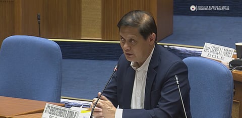 Department of Labor and Employment (DOLE) OIC-Secretary Atty. Benedicto Bitonio Jr. in a joint committee hearing on 15 April.