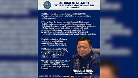 The recent stoning incident along NLEX is being investigated and security measures are being tightened to ensure public safety.