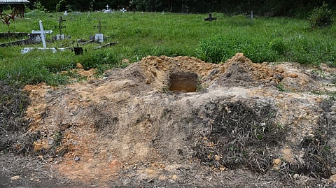 AN open grave at the cemetery of Cumuto, Trinidad and Tobago, taken on 18 April 2026.