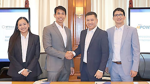 AT Meralco’s headquarters in Pasig City during the ceremonial signing marking the retail supply agreement for MPower’s to energize ST Telemedia Global Data Centres Philippines’ six data centers in Metro Manila and Cavite are (from left) STT GDC Philippines in-country head of Data Centre Operations Chrissie Legaspi; STT GDC Philippines president and chief executive officer Carlo Malana, Meralco senior vice president and MPower head Redel M. Domingo, and Meralco vice president and MPower Retail Sales head Eddie John V. Adug.