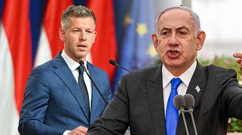 Hungary's incoming prime minister Peter Magyar and Israeli Prime Minister Benjamin Netanyahu.