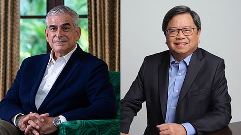 Ayala Corporation chairman Jaime Augusto Zobel de Ayala (left) has stepped down as Globe Telecom Inc. chairman, and has been succeeded in the post by Ayala Corporation president and CEO Cezar Consing. Zobel de Ayala retains his role as chairman of AsiaCom Philippines, Inc., the joint venture between Ayala Corporation and Singtel.