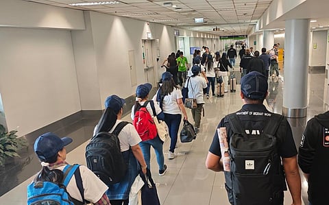 TWENTY-FIVE overseas Filipino workers arrive at Ninoy Aquino International Airport Terminal 3 in Pasay City. The group, consisting of 14 caregivers from Israel and 11 household service workers from Lebanon, was repatriated by the Department of Migrant Workers and the Department of Foreign Affairs due to the ongoing conflict in the Middle East.