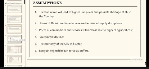 The scenario the city and the country is facing during the ongoing crisis as presented by the Office of the Mayor of Baguio.