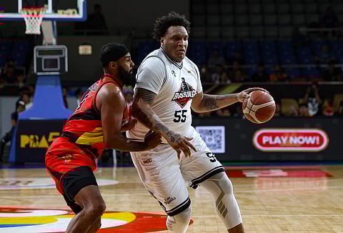 ROBERT Upshaw barrels his way to 35 points and 17 rebounds to lead Blackwater to a 126-120 victory over San Miguel on Wednesday in the PBA Commissioner’s Cup.