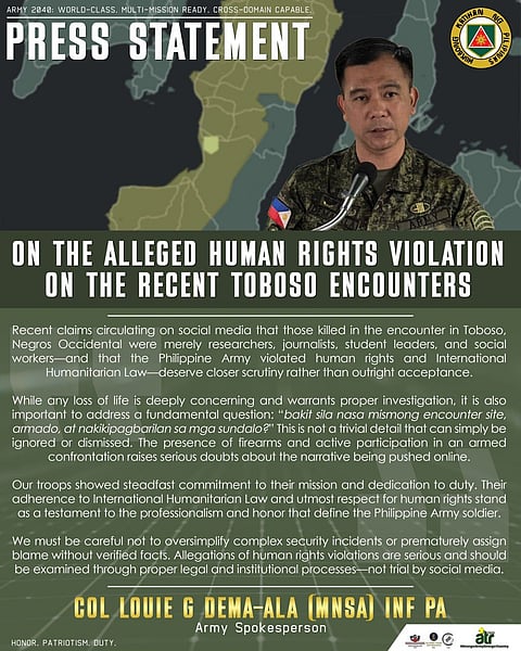 Army rejects ‘civilian’ claims in Negros clash, seeks scrutiny