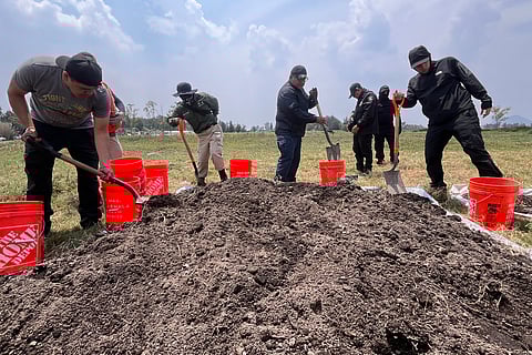 CITY authorities and relatives of missing persons search for human remains on the shores of Lake Chalco, in the Tlahuac borough of Mexico City, on 22 April 2026. Several groups searching for missing persons said on 17 April they had discovered more than 1,000 bone fragments in the lakeside area, where Mexican authorities have been excavating for more than a week.