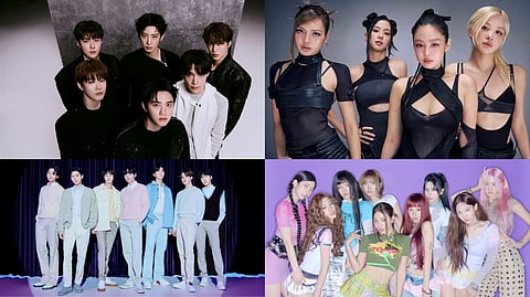 (Clockwise) EXO, Blackpink, BTS and Twice.