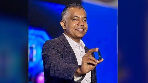 GEORGE Chacko, general manager of Intel Corporation’s Sales Group for Southeast Asia, Australia and New Zealand, showcases the Intel Core Ultra Series 3 processor during a product presentation.