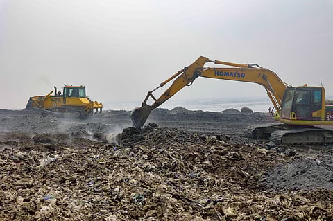 WORK for soil covering and smothering operations continues at the Navotas Sanitary Landfill site after the recent huge fire in the area.