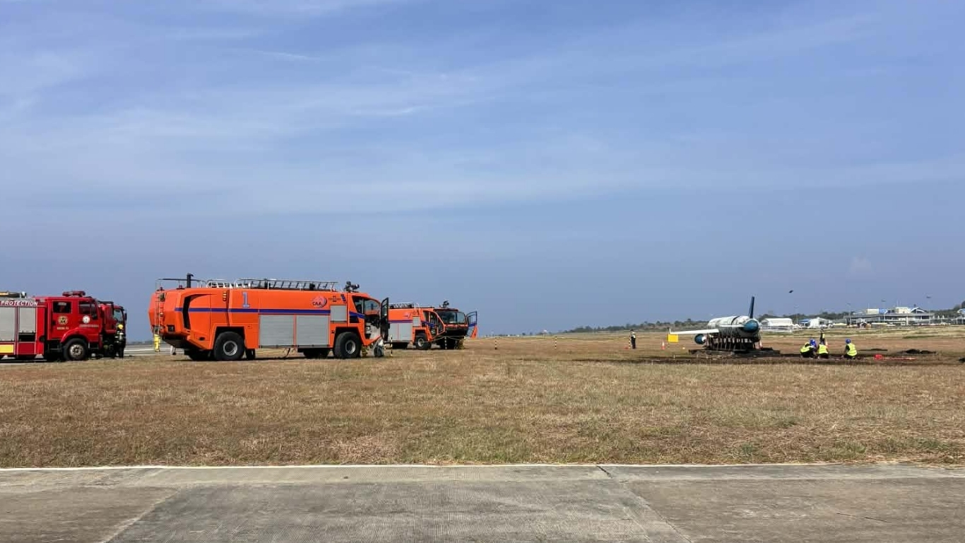 EMERGENCY mode on A controlled chaos unfolds on the tarmac of Laguindingan International Airport as responders converge on a simulated crash site — sirens, smoke and split-second decisions turning rehearsal into readiness.