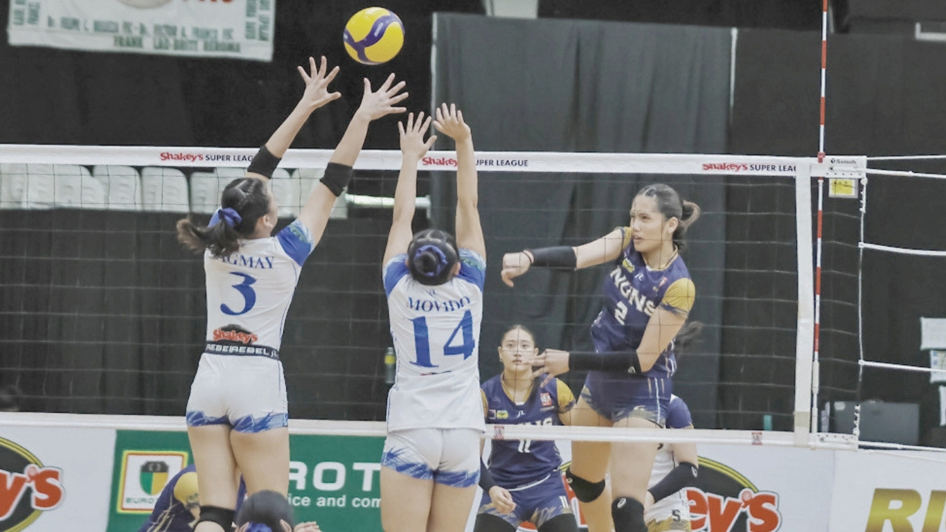 RAINE Alonzo provides the firepower as NUNS smashed Bethel Academy, 25-12, 25-12, in the SGVIL.