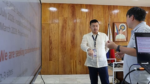 Eastern Samar Gov. Ralph Vincent Evardone seeks clarification from Challenergy CEO Atsushi Shimizu regarding the latter's plan to put up typhoon-resistant wind turbine that will generate clean and renewable energy in his province.