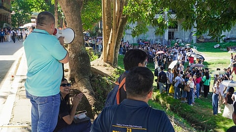 STUDENTS and faculty of Eastern Visayas State University evacuate classrooms following a magnitude 6.1 earthquake that shook the region Monday. The tremors prompted officials to suspend classes to ensure the safety of the campus community.