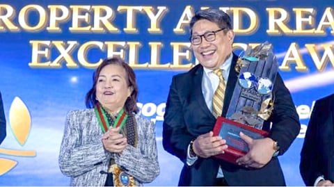 FILINVEST Land Inc. president and CEO, Mr. Tristan Las Marias was named Property Man of the Year at the FIABCI Philippines Property and Real Estate Excellence Awards 2026. With him is former President Gloria Macapagal-Arroyo.