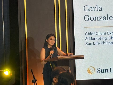 Carla Gonzalez-Ching, Chief Client Experience and Marketing Officer of Sun Life PH discussing the launch of Sun Life Premier Legacy and its focus on long-term financial planning for Filipino families on Tuesday, 5 May at Grand Hyatt Manila, Taguig City.