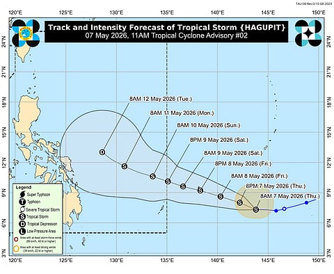 Track and Intensity Forecast of the Tropical Storm Hagupit as of 11:00 A.M., 07 May, 2026