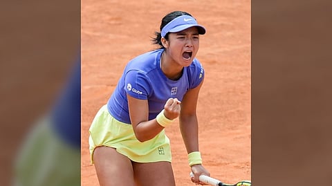 ALEX Eala celebrates her 6-4, 6-3, victory over Wang Xinyu in their Round of 64 clash on Friday in the Italian Open in Rome.